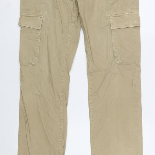 Napapijri Men's Beige Cotton Cargo Trousers 34W 34L Regular Fit