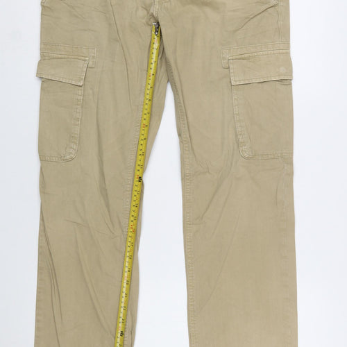 Napapijri Men's Beige Cotton Cargo Trousers 34W 34L Regular Fit
