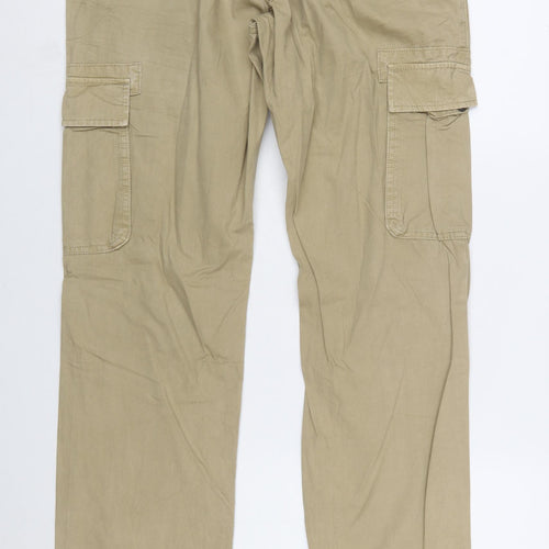 Napapijri Men's Beige Cotton Cargo Trousers 34W 34L Regular Fit