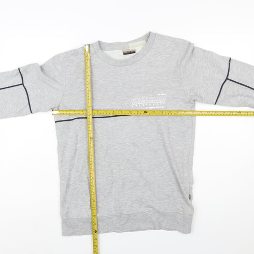 Napapijri Boys Grey Crew Neck Pullover Sweatshirt Size 14 Years