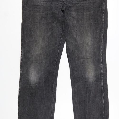 Wrangler Men's Black Grey Straight Texas Stretch Jeans W33 L34