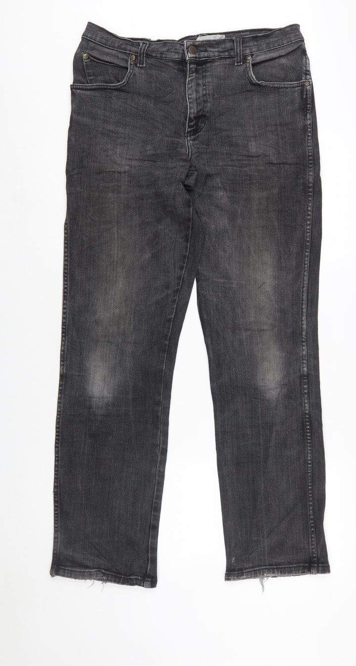 Wrangler Men's Black Grey Straight Texas Stretch Jeans W33 L34