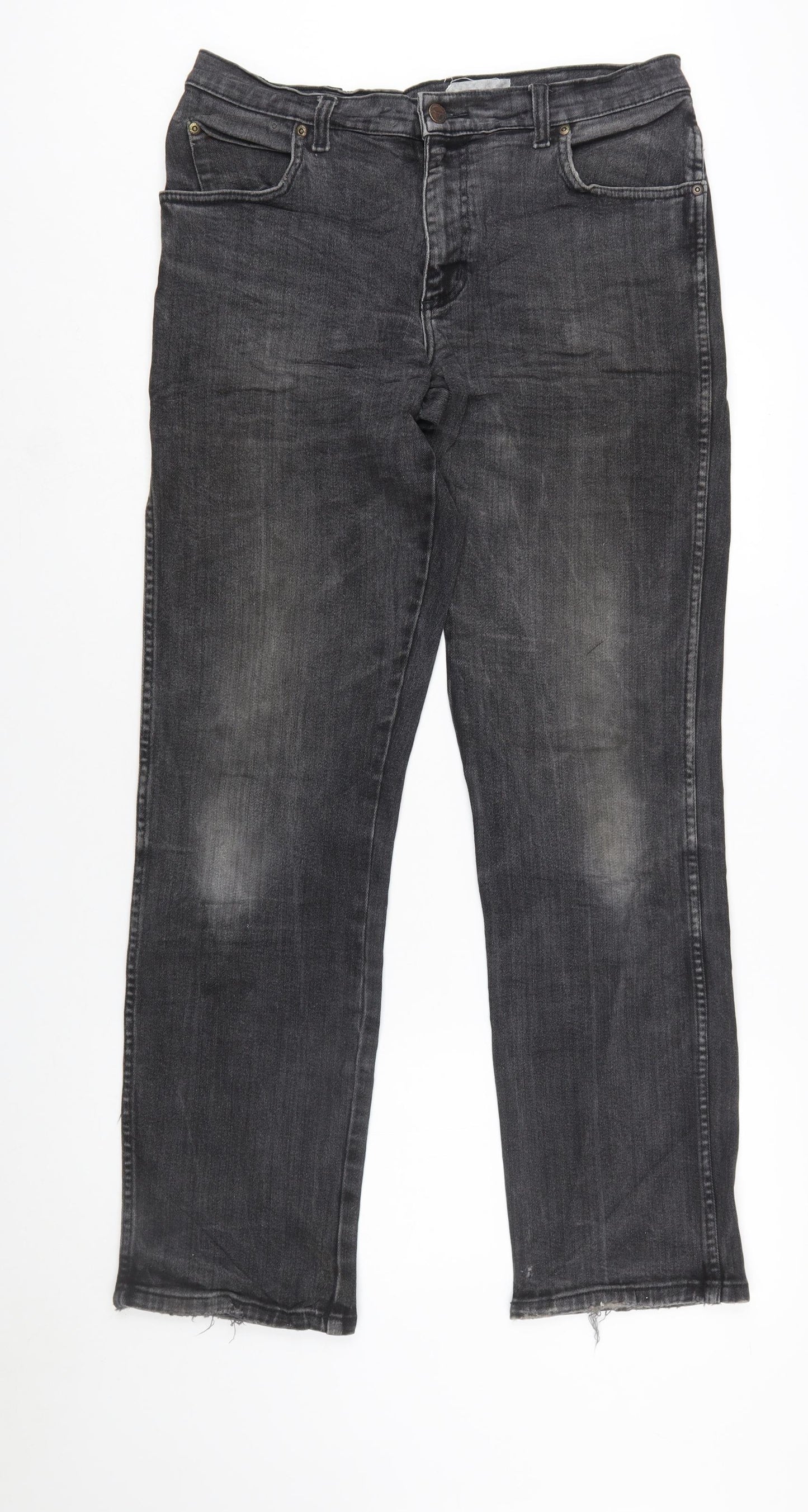 Wrangler Men's Black Grey Straight Texas Stretch Jeans W33 L34