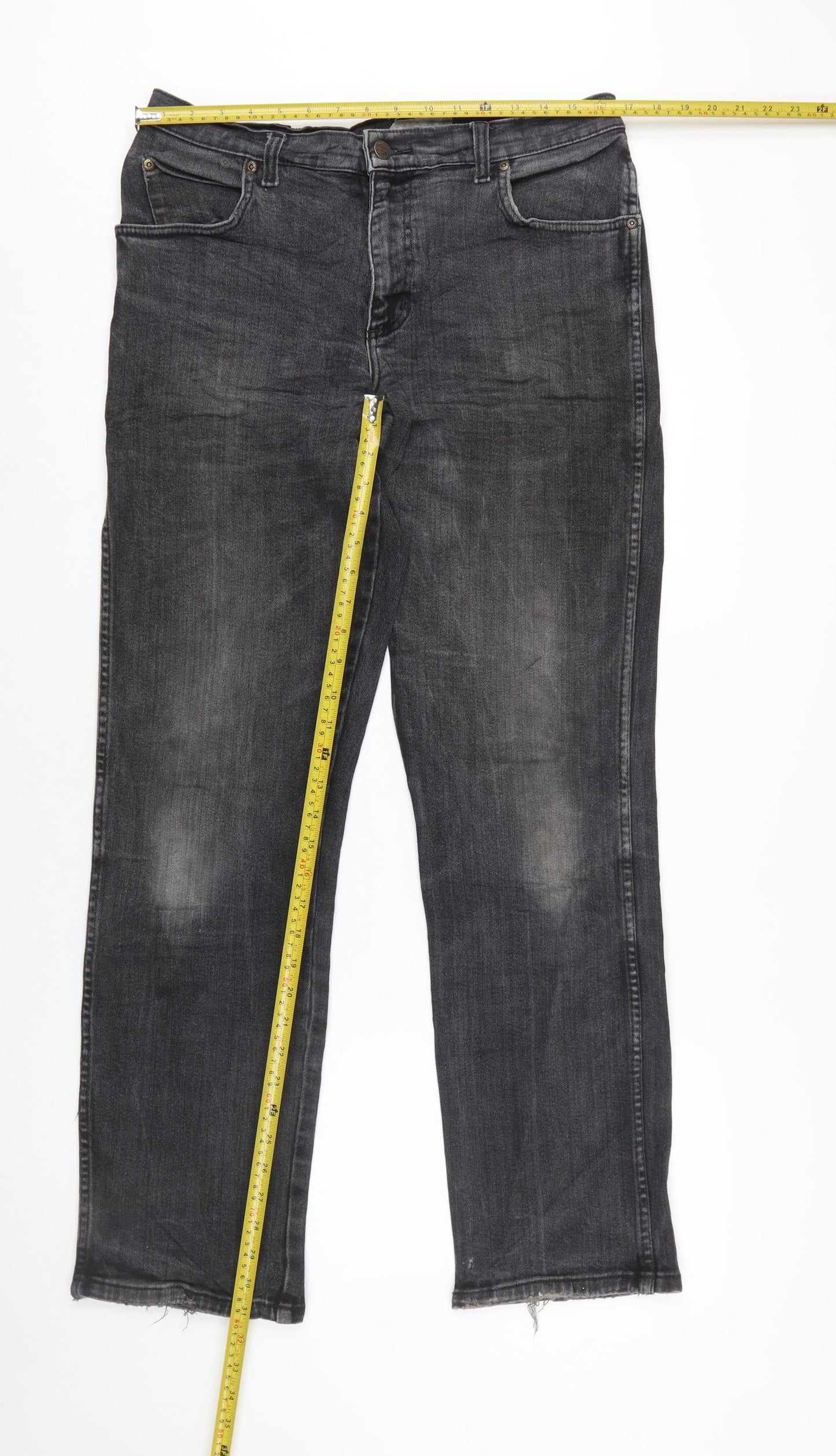 Wrangler Men's Black Grey Straight Texas Stretch Jeans W33 L34