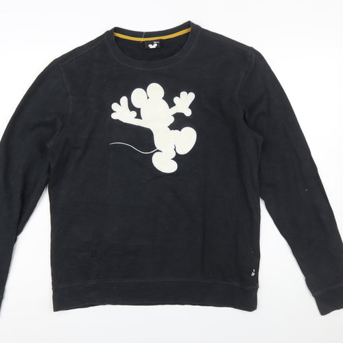 Disney Women's Black Mickey Sweatshirt L Cotton Pullover Casual
