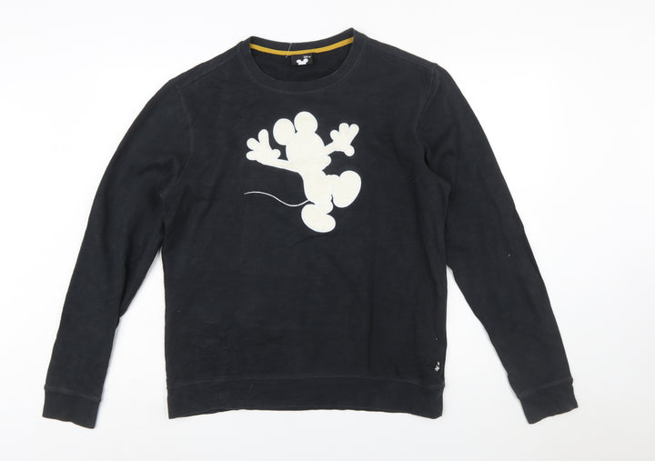 Disney Women's Black Mickey Sweatshirt L Cotton Pullover Casual