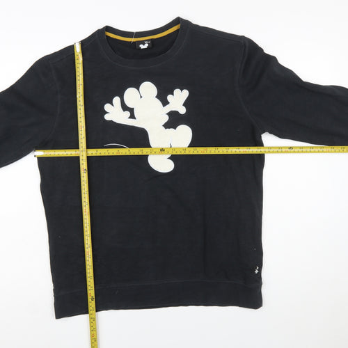 Disney Women's Black Mickey Sweatshirt L Cotton Pullover Casual
