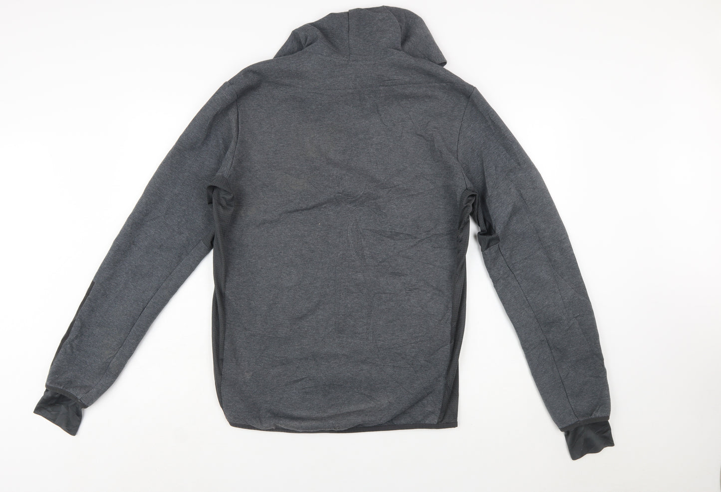 Adidas Men's Grey Full Zip Hoodie L Cotton Blend Sportswear