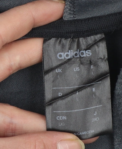 Adidas Men's Grey Full Zip Hoodie L Cotton Blend Sportswear