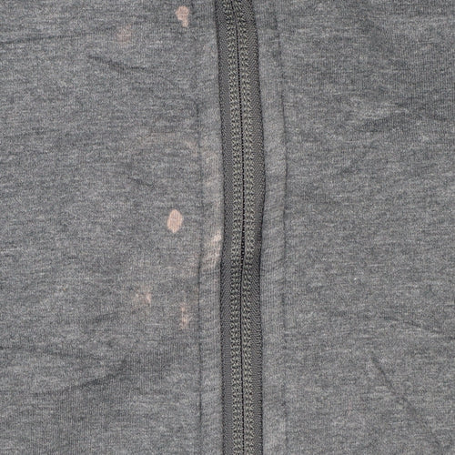Adidas Men's Grey Full Zip Hoodie L Cotton Blend Sportswear