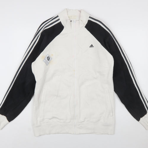 Adidas Men's White Full Zip Sweatshirt L Sports Fleece Jacket