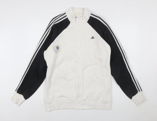 Adidas Men's White Full Zip Sweatshirt L Sports Fleece Jacket