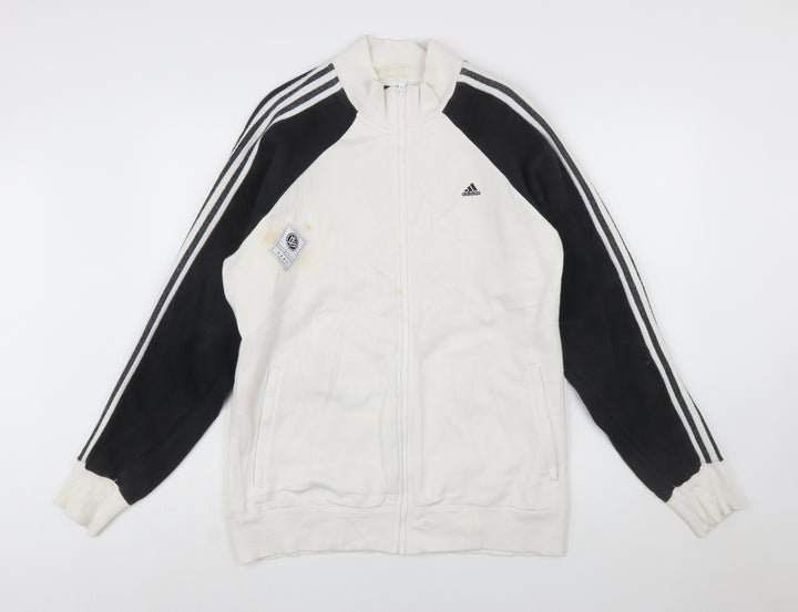 Adidas Men's White Full Zip Sweatshirt L Sports Fleece Jacket