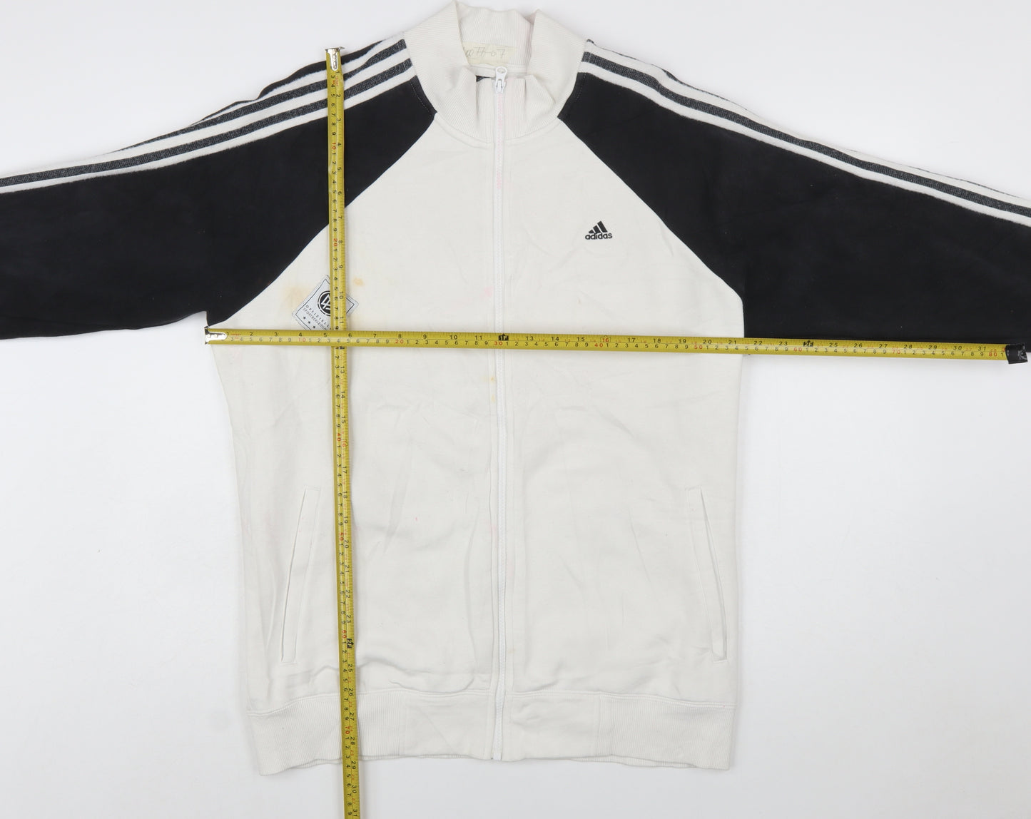Adidas Men's White Full Zip Sweatshirt L Sports Fleece Jacket