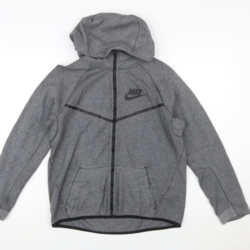 Nike Boys Grey Full Zip Hoodie XL 13-15 Years Hooded Sportswear