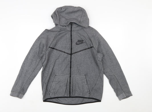 Nike Boys Grey Full Zip Hoodie XL 13-15 Years Hooded Sportswear