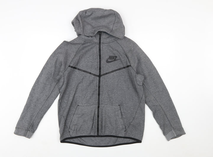 Nike Boys Grey Full Zip Hoodie XL 13-15 Years Hooded Sportswear