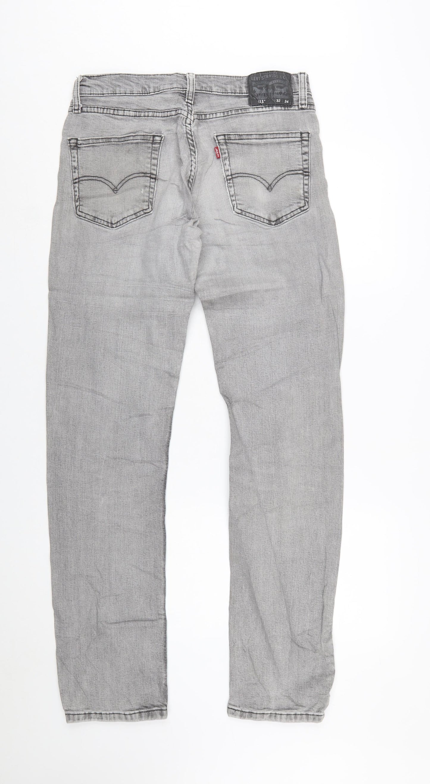 Levi's Mens Grey Straight Jeans W32 L34 Denim Cotton Blend