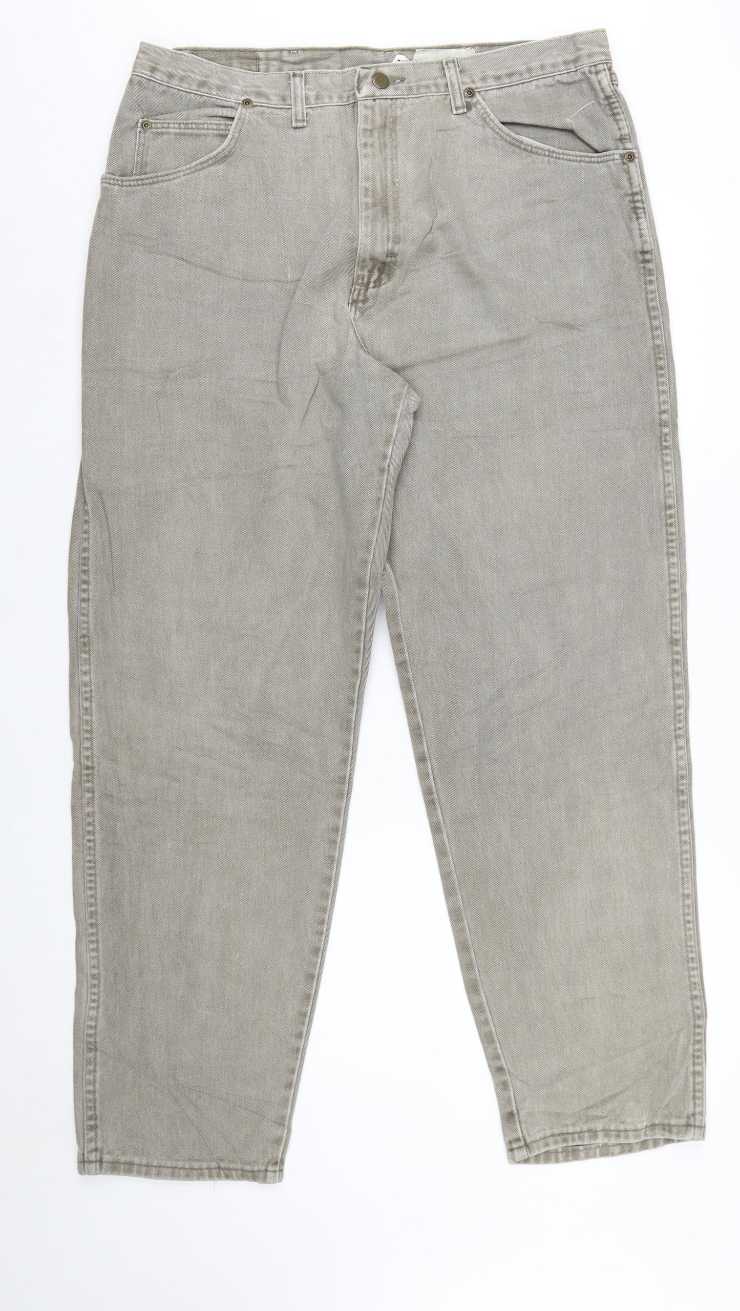 Wrangler Men Beige 38x32 Straight Fit Denim Jeans