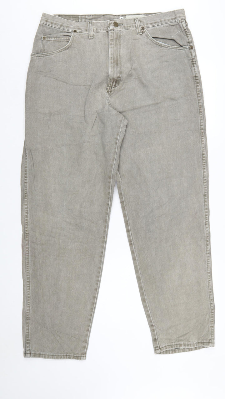 Wrangler Men Beige 38x32 Straight Fit Denim Jeans