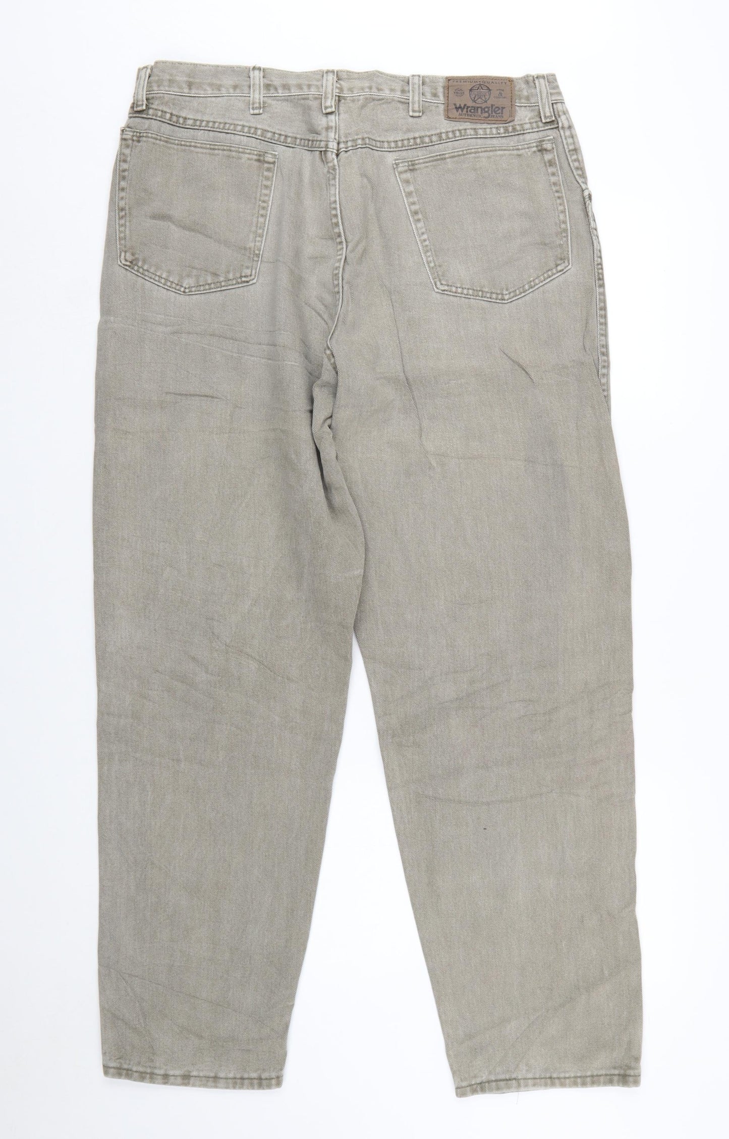 Wrangler Men Beige 38x32 Straight Fit Denim Jeans