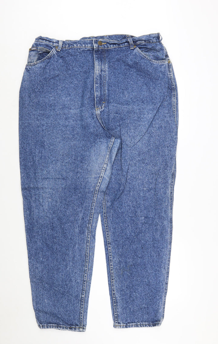 Lee Women Blue Vintage Stonewash Mom Jeans Size 22 High Rise Denim