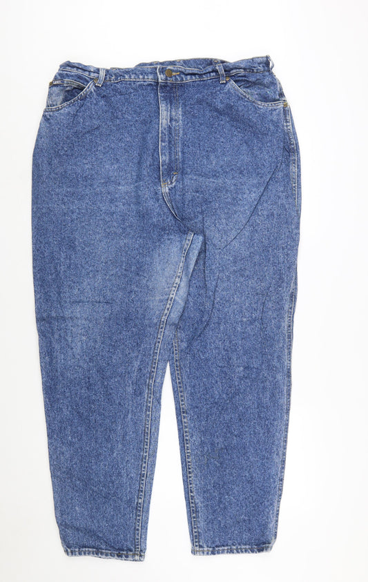 Lee Women Blue Vintage Stonewash Mom Jeans Size 22 High Rise Denim