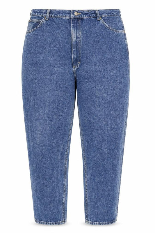 Front view of Lee Women Blue Vintage Stonewash Mom Jeans, size 22, High Rise Denim