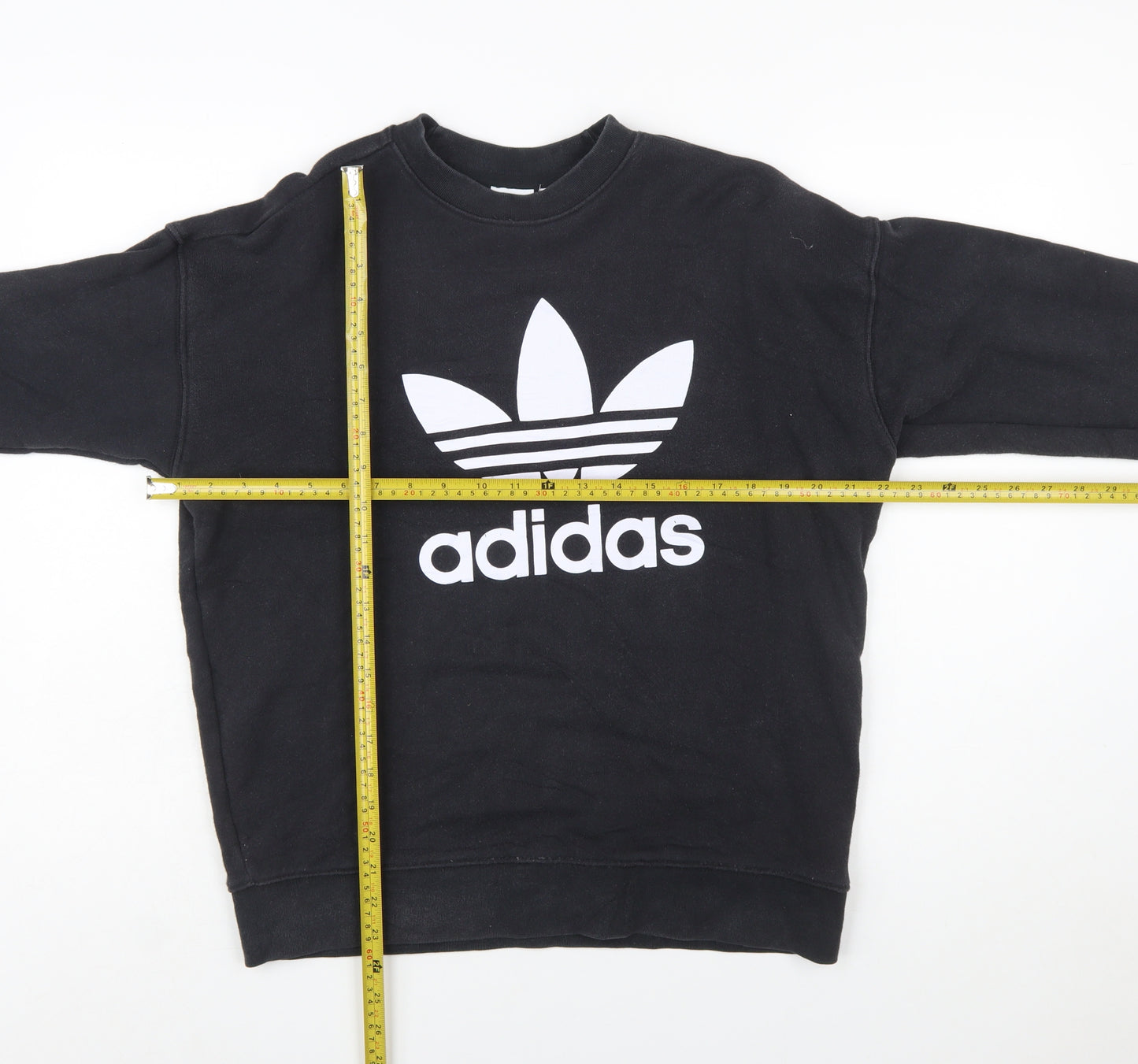 Adidas Womens Black Trefoil Logo Sweatshirt Size 10 Cotton Pullover