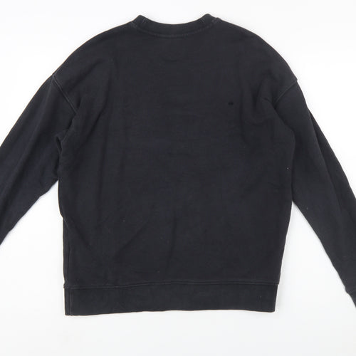 Adidas Womens Black Trefoil Logo Sweatshirt Size 10 Cotton Pullover