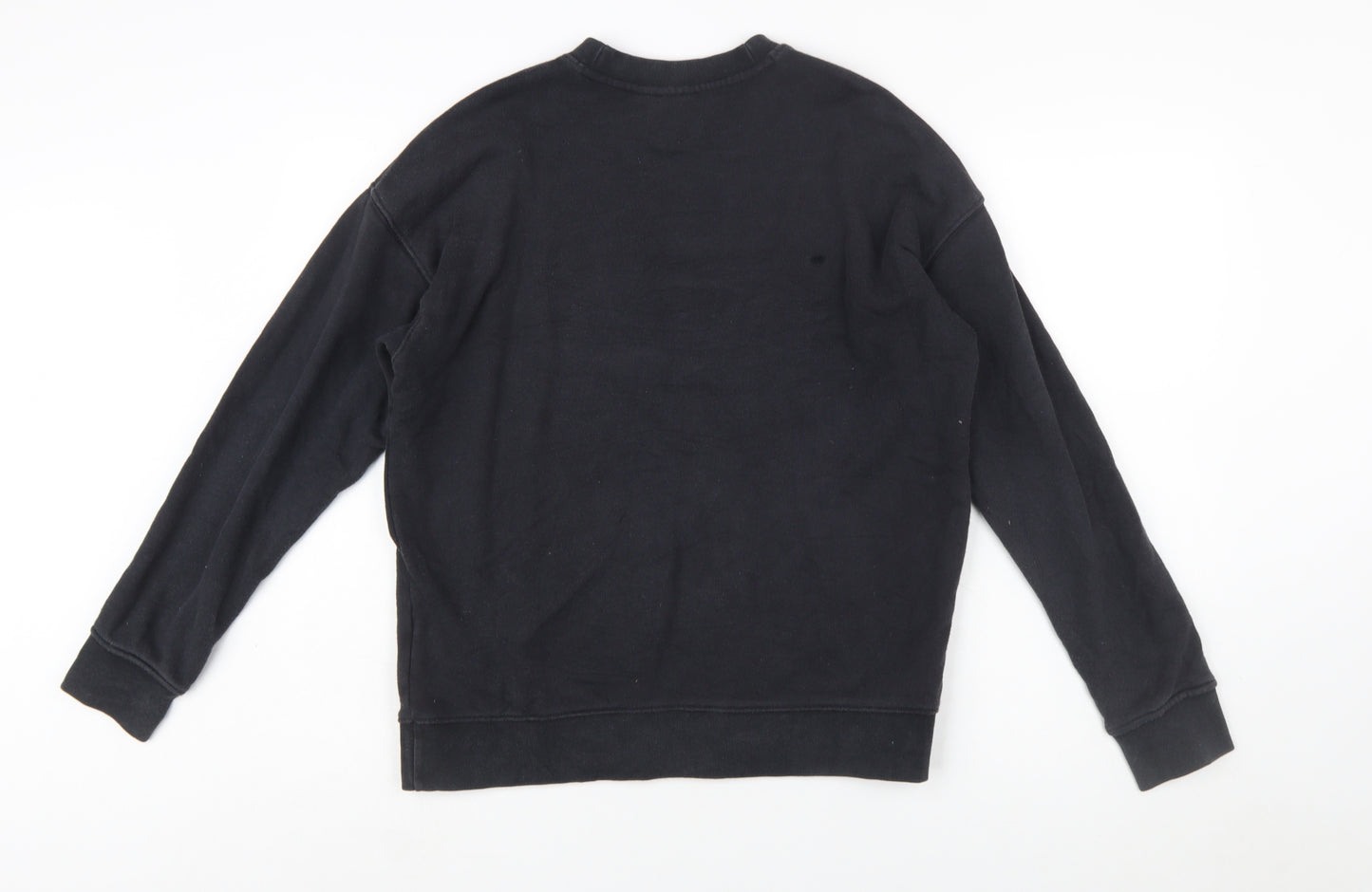 Adidas Womens Black Trefoil Logo Sweatshirt Size 10 Cotton Pullover