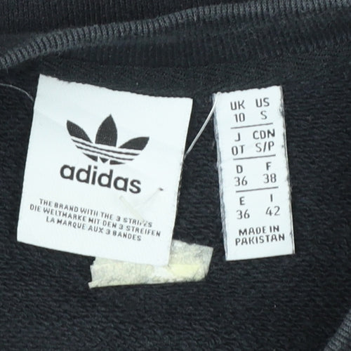 Adidas Womens Black Trefoil Logo Sweatshirt Size 10 Cotton Pullover