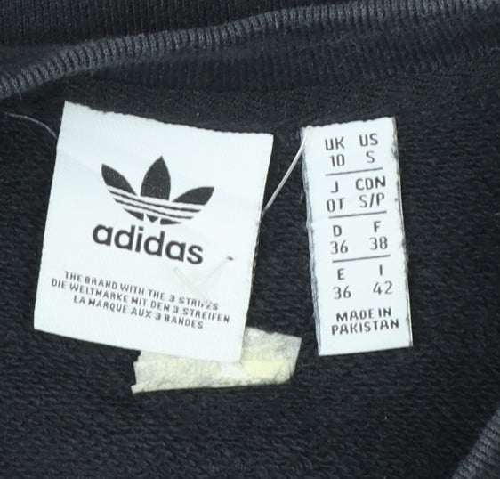 Adidas Womens Black Trefoil Logo Sweatshirt Size 10 Cotton Pullover