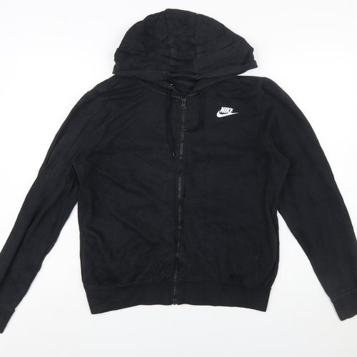 Nike Womens Black Full Zip Hoodie Medium Cotton Blend Sweatshirt
