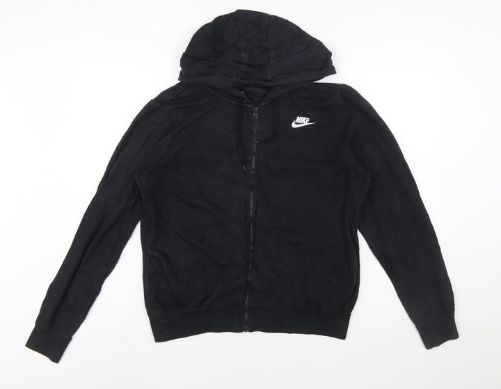 Nike Womens Black Full Zip Hoodie Medium Cotton Blend Sweatshirt