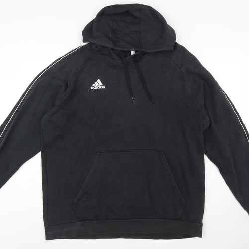 Adidas Men's Black 2XL Pullover Hoodie with Logo and Kangaroo Pocket