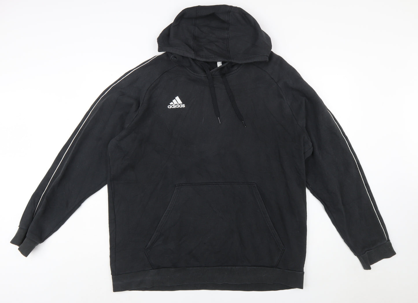 Adidas Men's Black 2XL Pullover Hoodie with Logo and Kangaroo Pocket