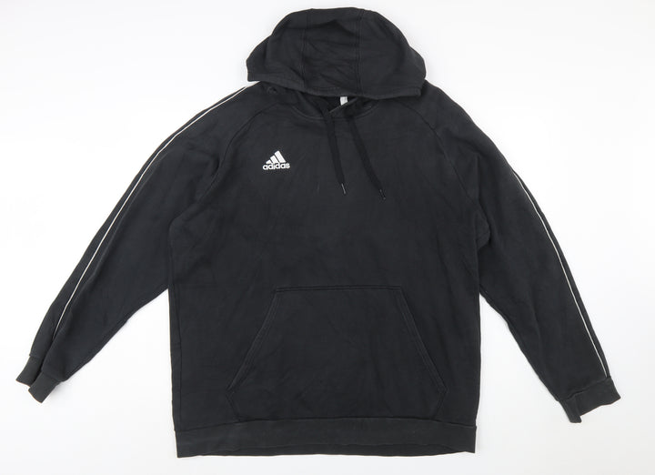 Adidas Men's Black 2XL Pullover Hoodie with Logo and Kangaroo Pocket