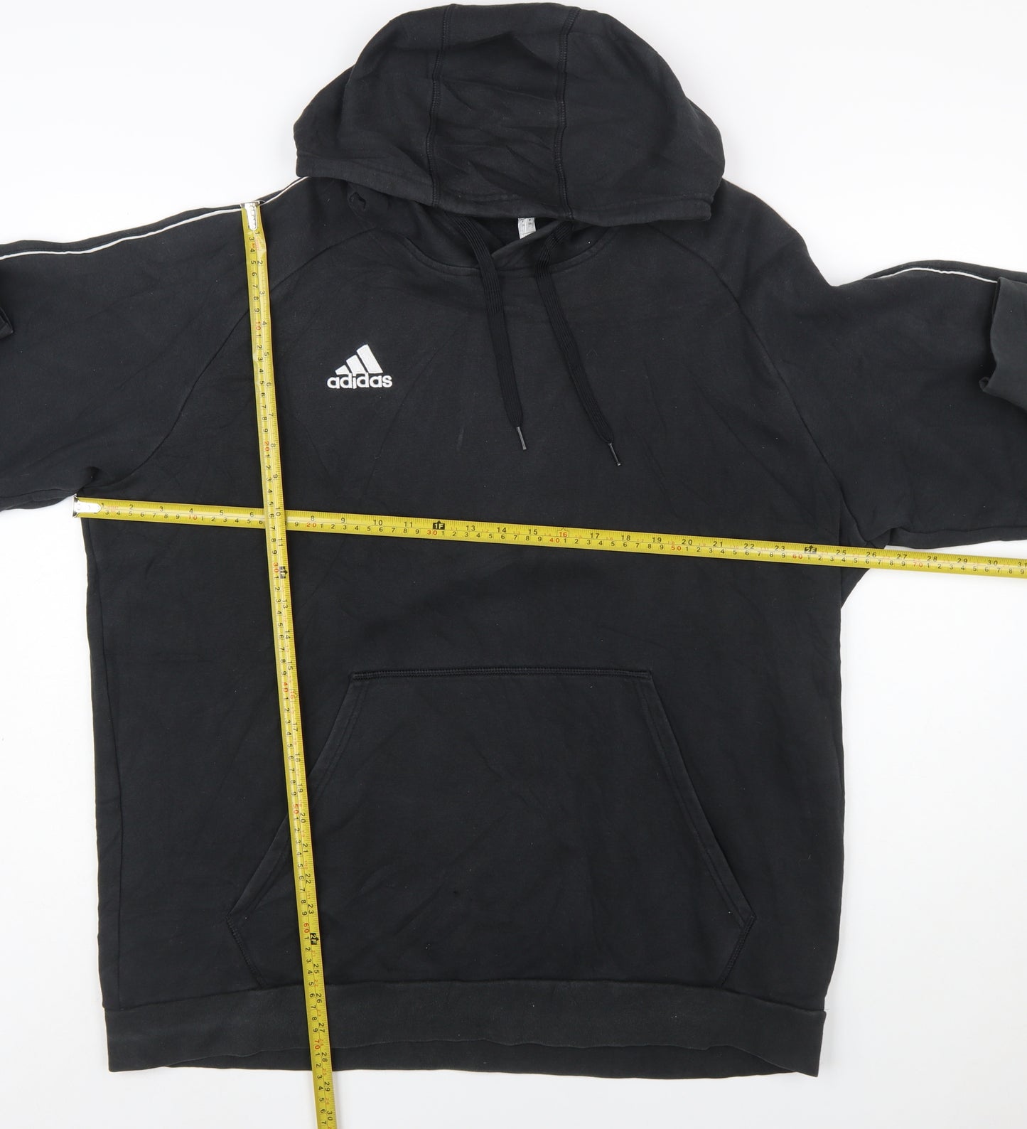 Adidas Men's Black 2XL Pullover Hoodie with Logo and Kangaroo Pocket