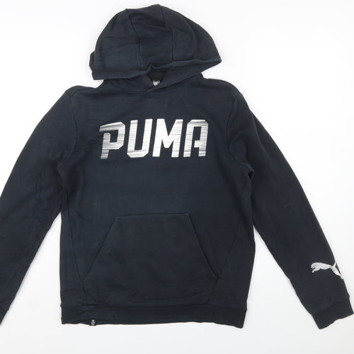 Puma Boys Black XL Pullover Hoodie with Logo Print