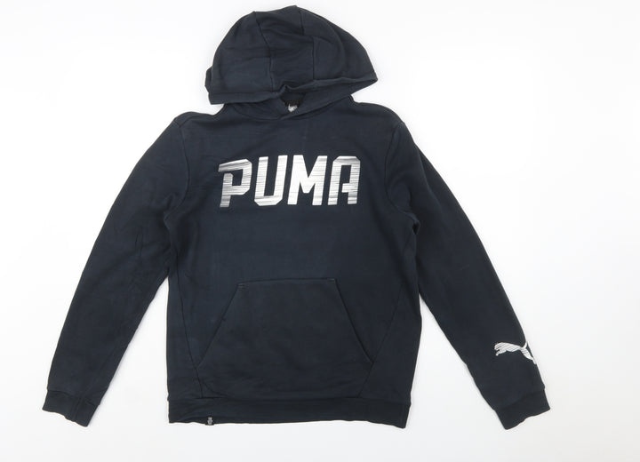 Puma Boys Black XL Pullover Hoodie with Logo Print