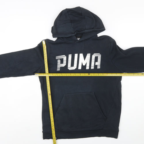 Puma Boys Black XL Pullover Hoodie with Logo Print