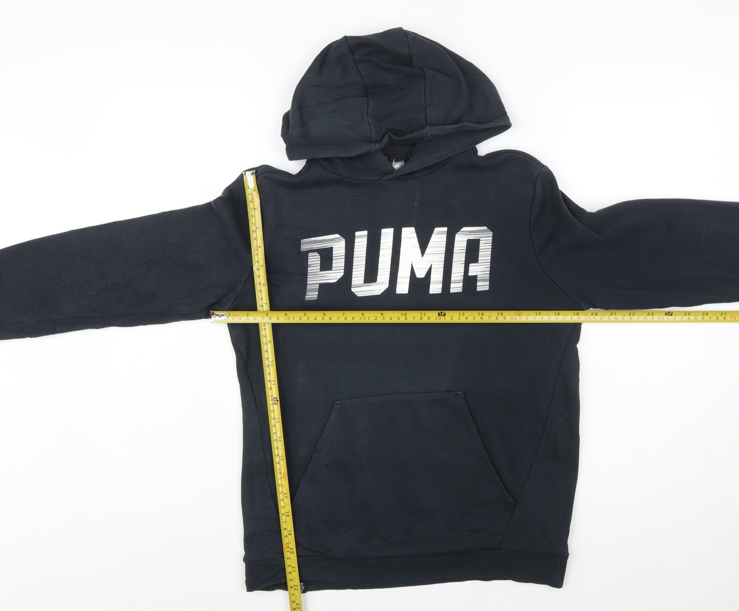 Puma Boys Black XL Pullover Hoodie with Logo Print