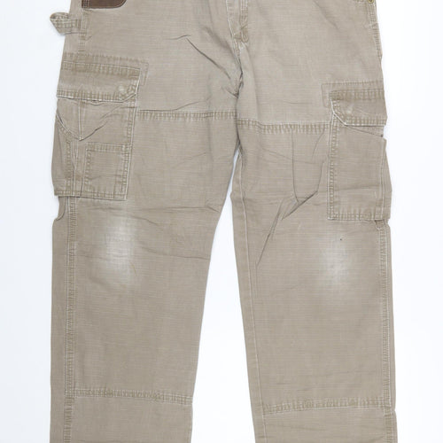 Wrangler Mens Beige Cargo Workwear Trousers Size 36x32