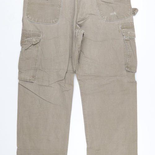 Wrangler Mens Beige Cargo Workwear Trousers Size 36x32