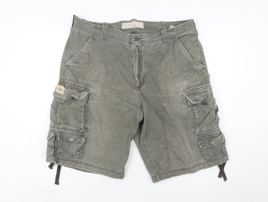 Lee Men's Grey Cargo Shorts Size 36 Regular Canvas Cotton Workwear