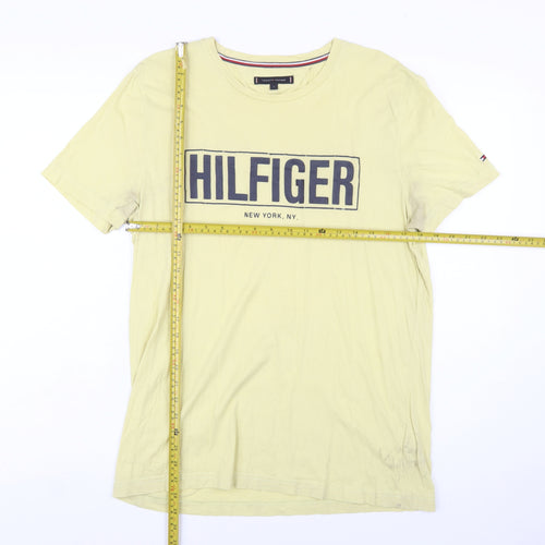 Tommy Hilfiger Men’s Beige Logo T-Shirt L Short Sleeve Cotton