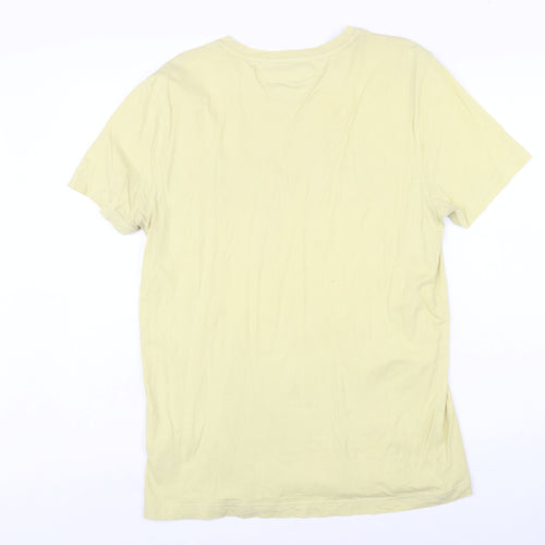 Tommy Hilfiger Men’s Beige Logo T-Shirt L Short Sleeve Cotton