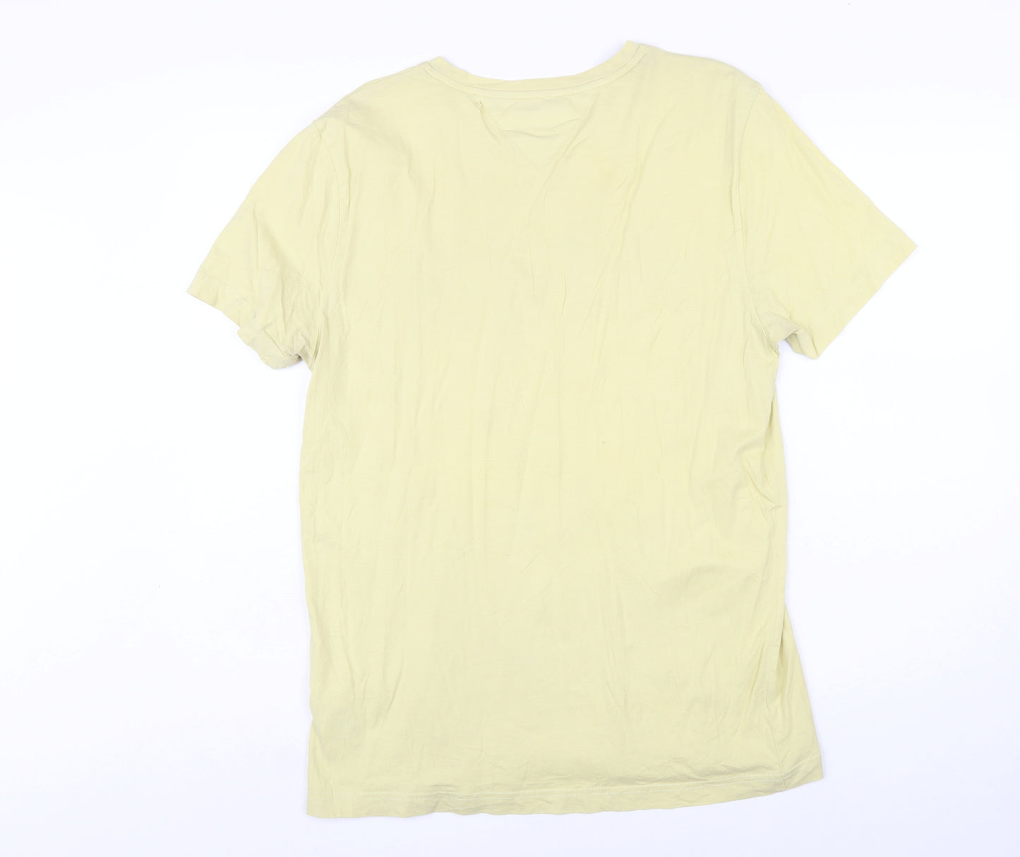 Tommy Hilfiger Men’s Beige Logo T-Shirt L Short Sleeve Cotton