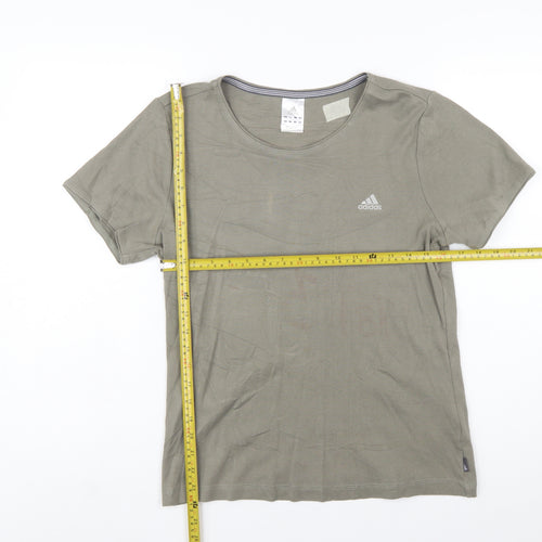 Adidas Women Green Cotton Crew Neck Short Sleeve T-Shirt Size 18